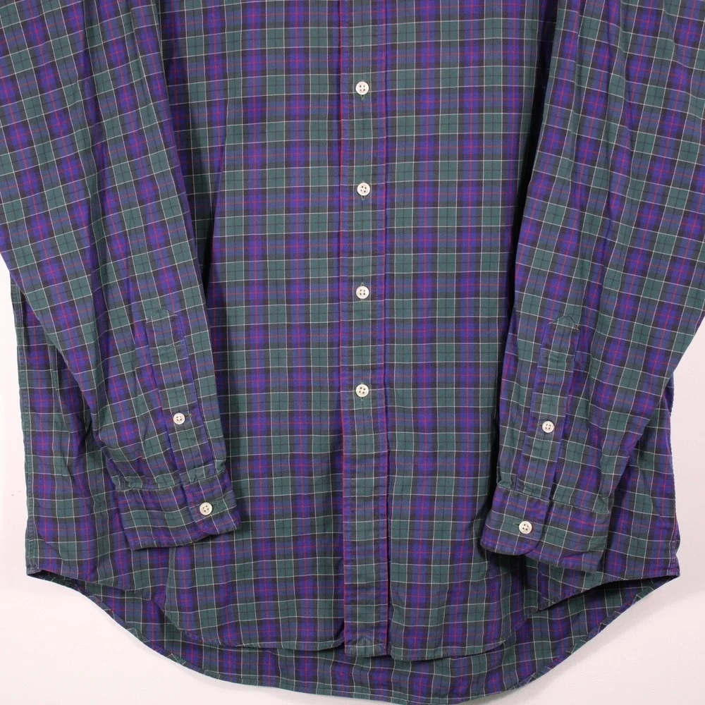 Vintage 90s Ralph Lauren Blake Shirts Mens L Green Purple Checker 2 Ply Red Logo